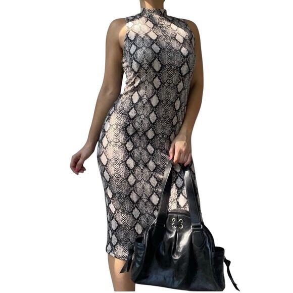 Caution To The Wind Sleeveless Snake Print MIDI Dress Womens Size Large - Picture 1 of 5